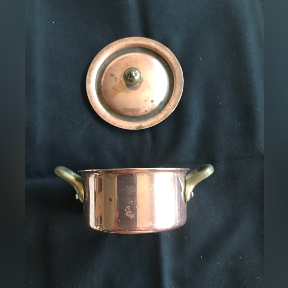 Mauviel Copper Mini Cocette Pot with Brass Handles and Lid